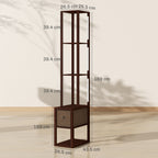 Floor Lamp with Shelves, LED Column Modern Standing Lamp with Fabric Drawer, Adjustable Brightness, Foot Switch for Living Room, Bedroom, Office, Dark Brown
