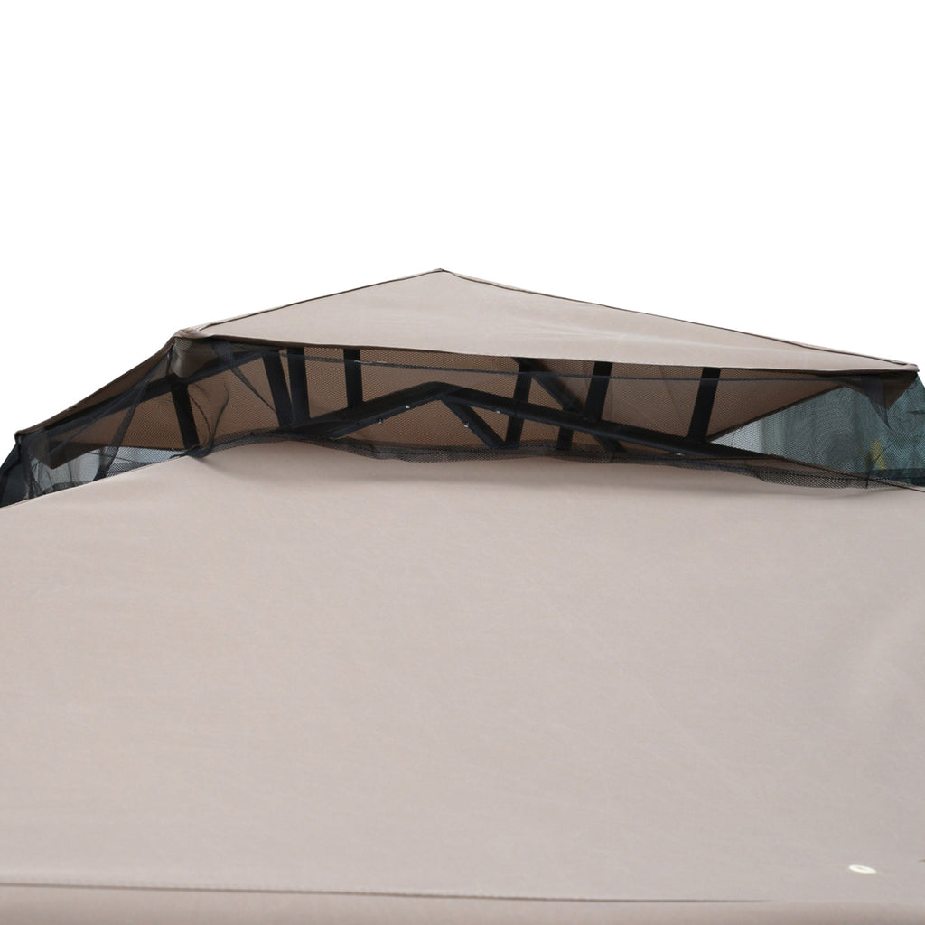 Outsunny Outdoor Gazebo, 2-tier Roof with Netting, 295L x 295W x 263Hcm-Taupe