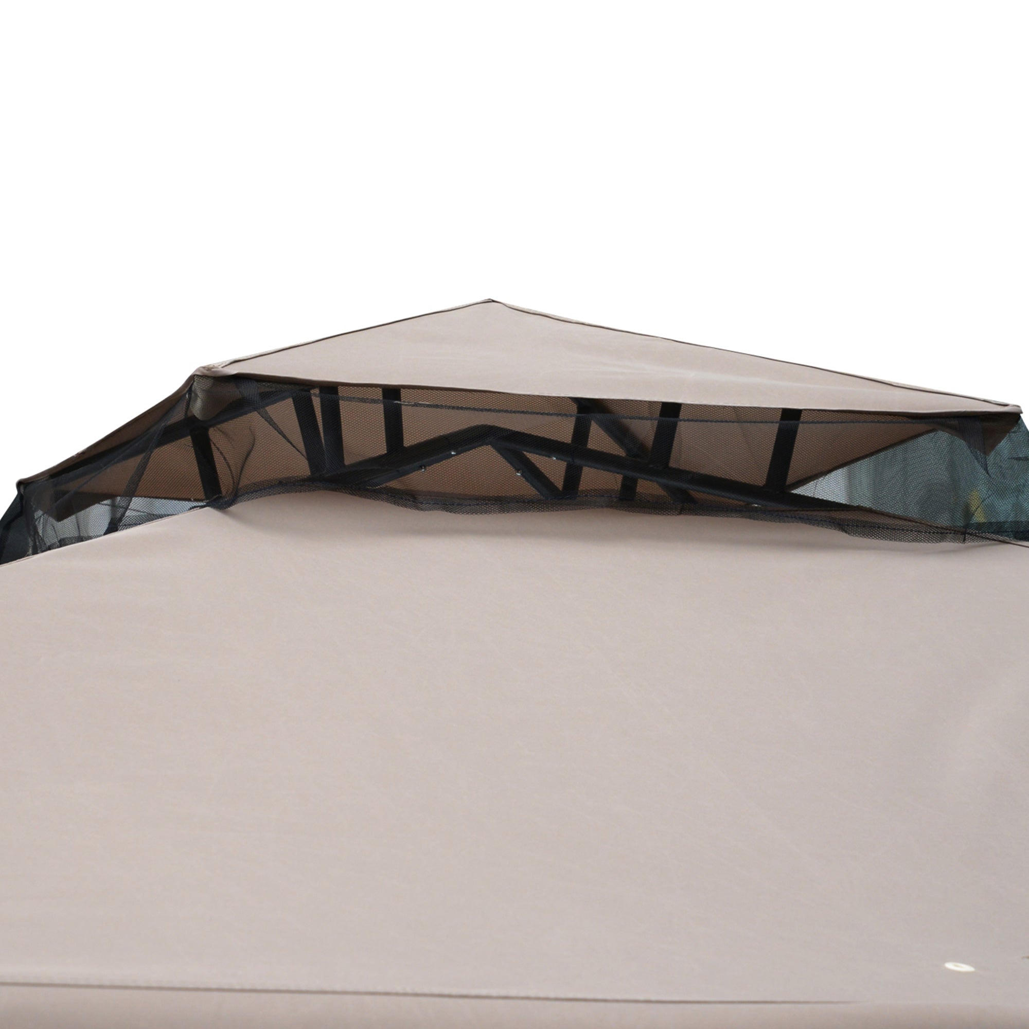 Outsunny Outdoor Gazebo, 2-tier Roof with Netting, 295L x 295W x 263Hcm-Taupe