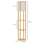 3-Tier Floor Lamp with Shelves and Storage, Modern Corner Standing Lamp with Lampshade, Reading Light with Foot Switch for Living Room, Bedroom, Home Office, Bulb not Included, Natural