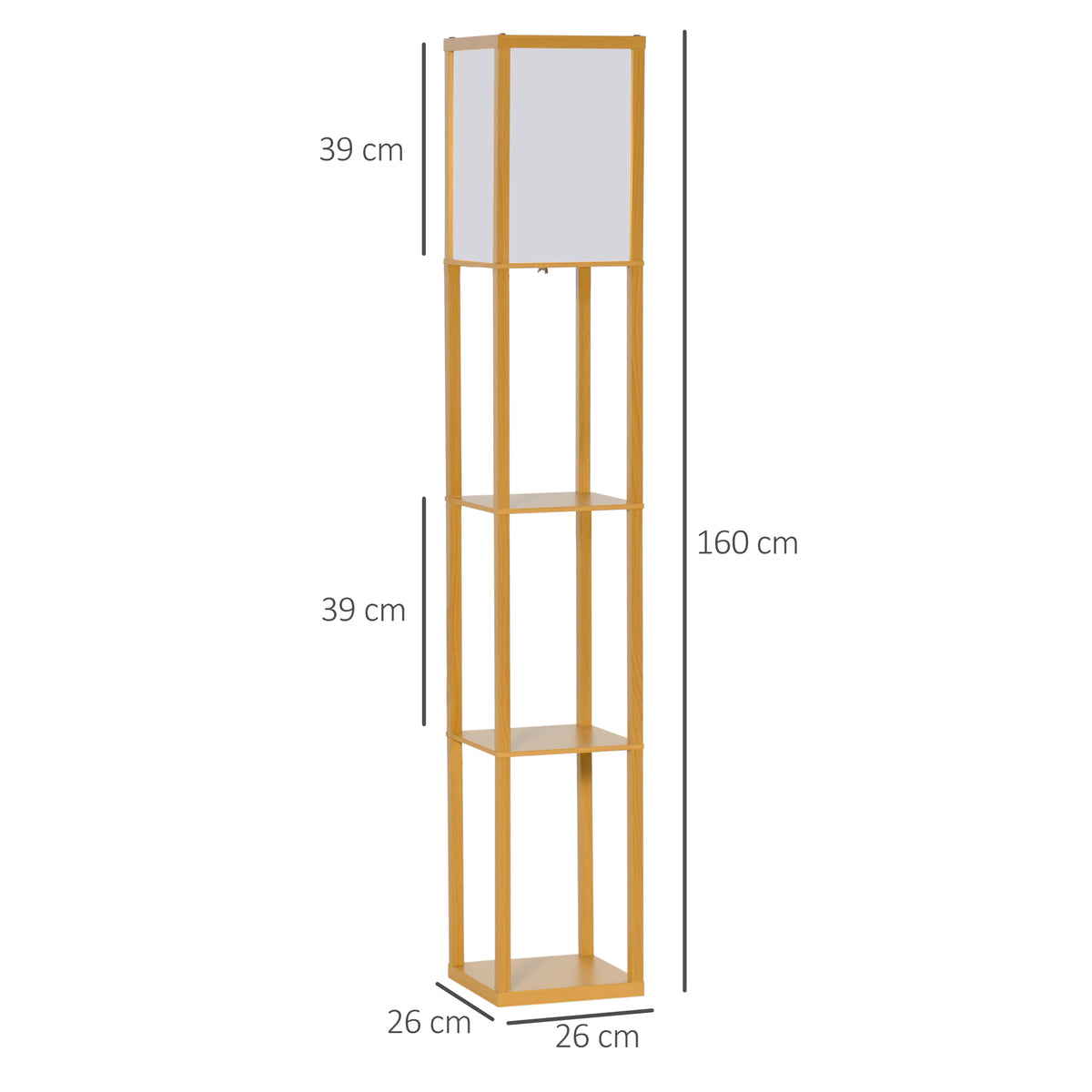 3-Tier Floor Lamp with Shelves and Storage, Modern Corner Standing Lamp with Lampshade, Reading Light with Foot Switch for Living Room, Bedroom, Home Office, Bulb not Included, Natural