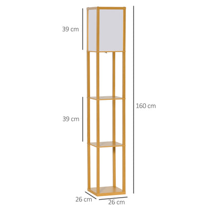 3-Tier Floor Lamp with Shelves and Storage, Modern Corner Standing Lamp with Lampshade, Reading Light with Foot Switch for Living Room, Bedroom, Home Office, Bulb not Included, Natural