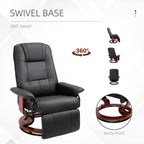 HOMCOM Reclining Swivel Chair, with Footrest - Black