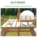 Outsunny 6 Seater Wooden Picnic Table Bench for Outdoor Garden or Patio with Parasol Cutout 150 cm Natural Wood Finish