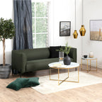 Alyssa Round Coffee Table with White Marble Effect Glass Top & Gold Legs