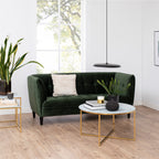 Alyssa Round Coffee Table with White Marble Effect Glass Top & Gold Legs