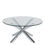 Harlow Round Coffee Table with Glass Top and Chrome Legs