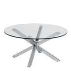 Harlow Round Coffee Table with Glass Top and Chrome Legs