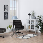 Harlow Round Coffee Table with Glass Top and Chrome Legs