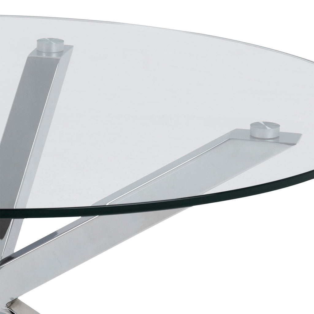 Harlow Round Coffee Table with Glass Top and Chrome Legs