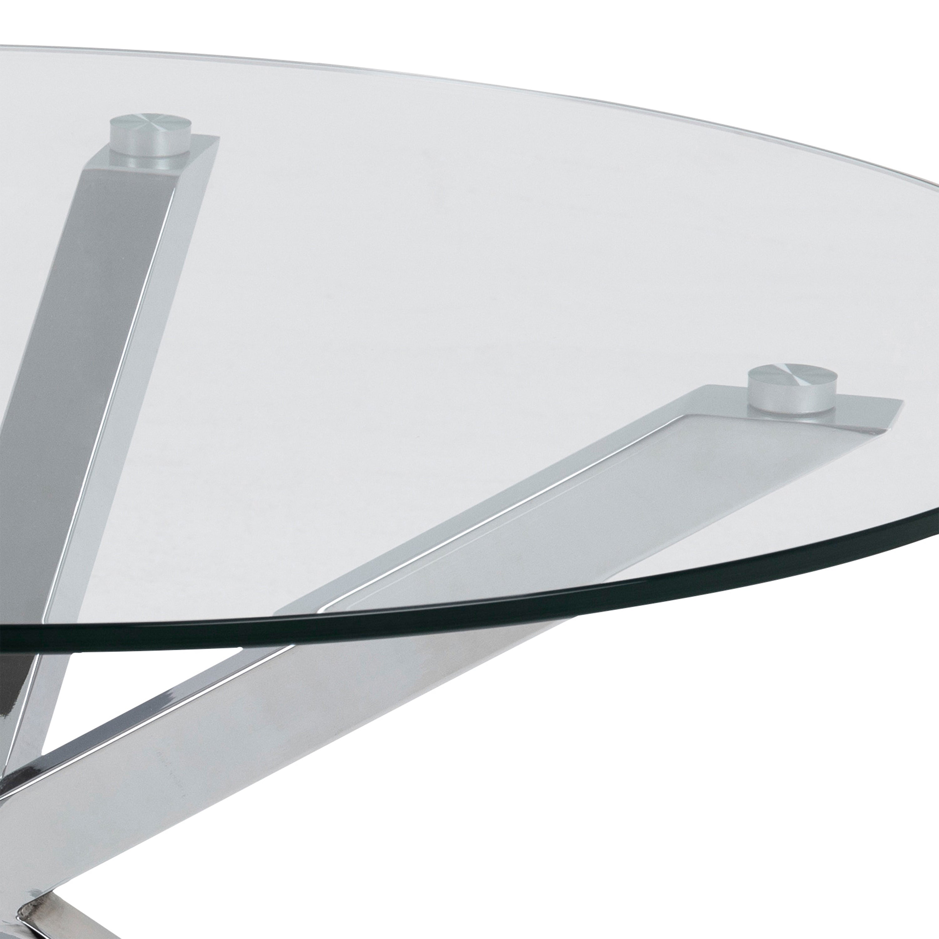 Harlow Round Coffee Table with Glass Top and Chrome Legs