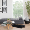 Harlow Round Coffee Table with Smoked Glass Top and Oak Legs