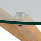 Harlow Round Coffee Table with Smoked Glass Top and Oak Legs