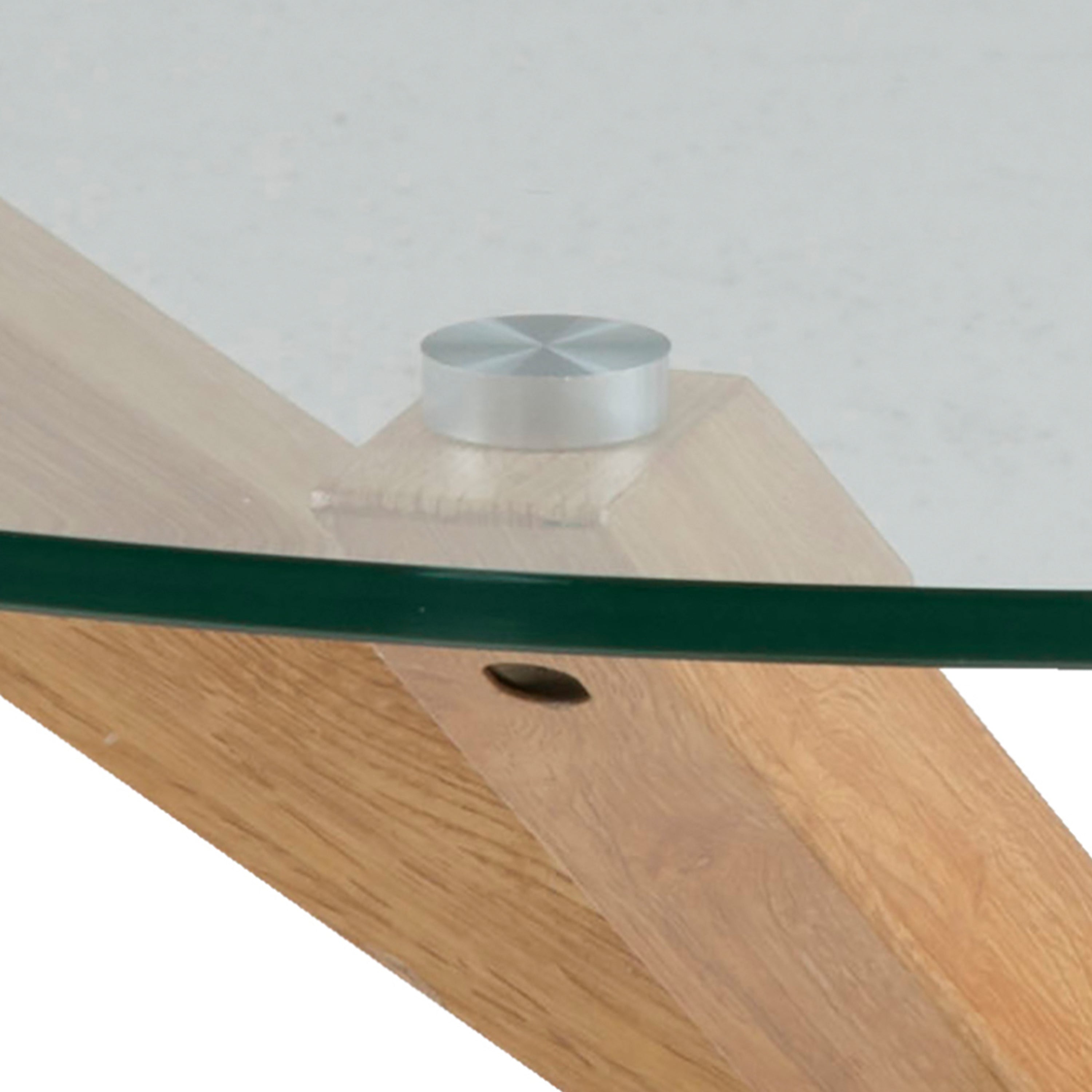 Harlow Round Coffee Table with Smoked Glass Top and Oak Legs