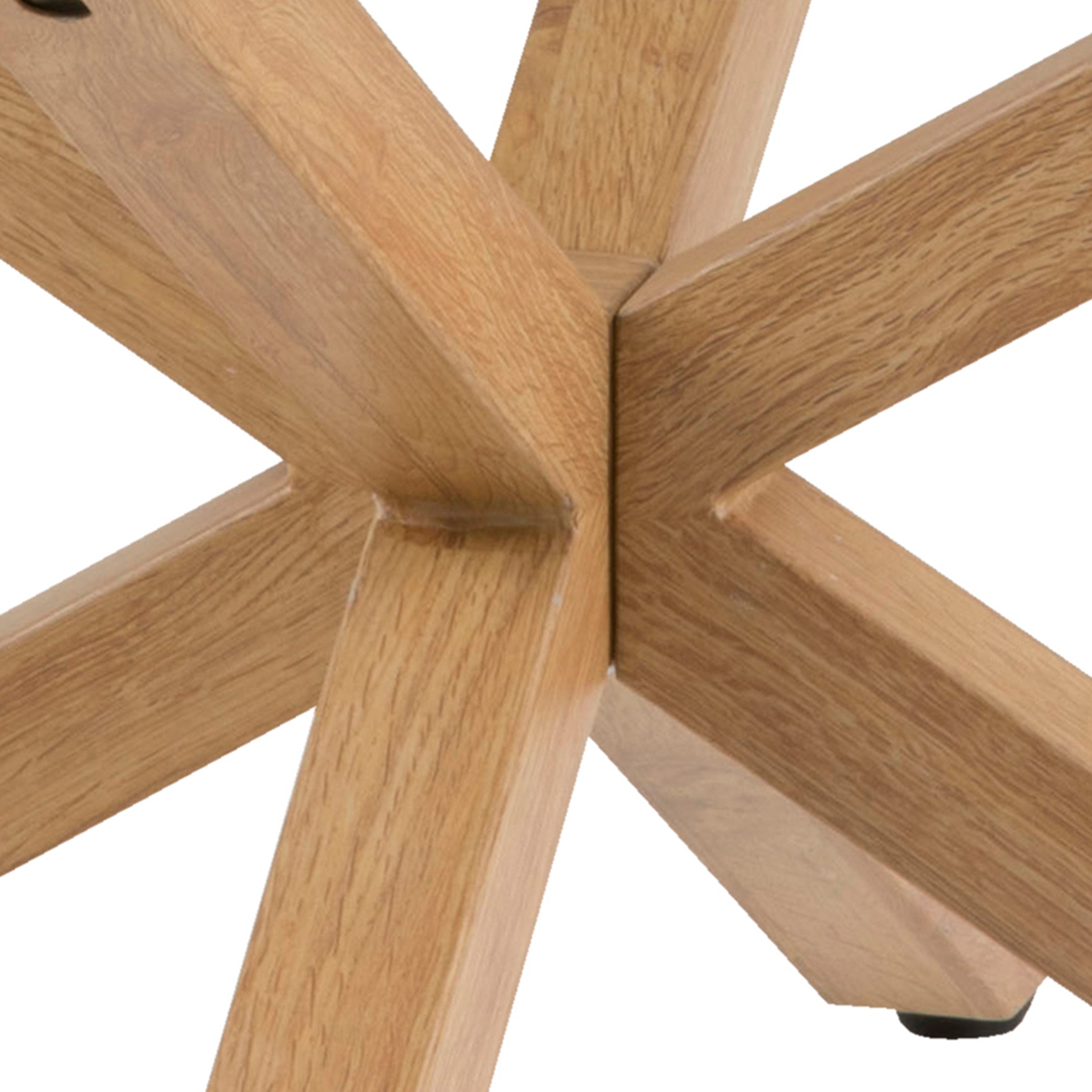 Harlow Round Coffee Table with Smoked Glass Top and Oak Legs