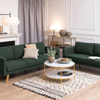 Alyssa Round Coffee Table with White Crystal Clear Marble Glass Top & Gold Legs