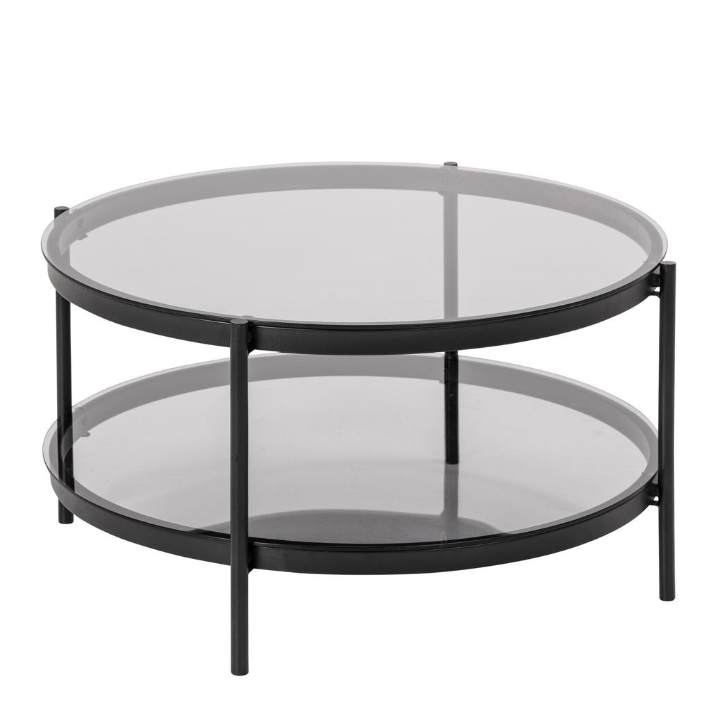 Bordeaux Round Coffee Table in Black with Smoked Glass Top