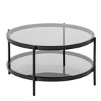 Bordeaux Round Coffee Table in Black with Smoked Glass Top