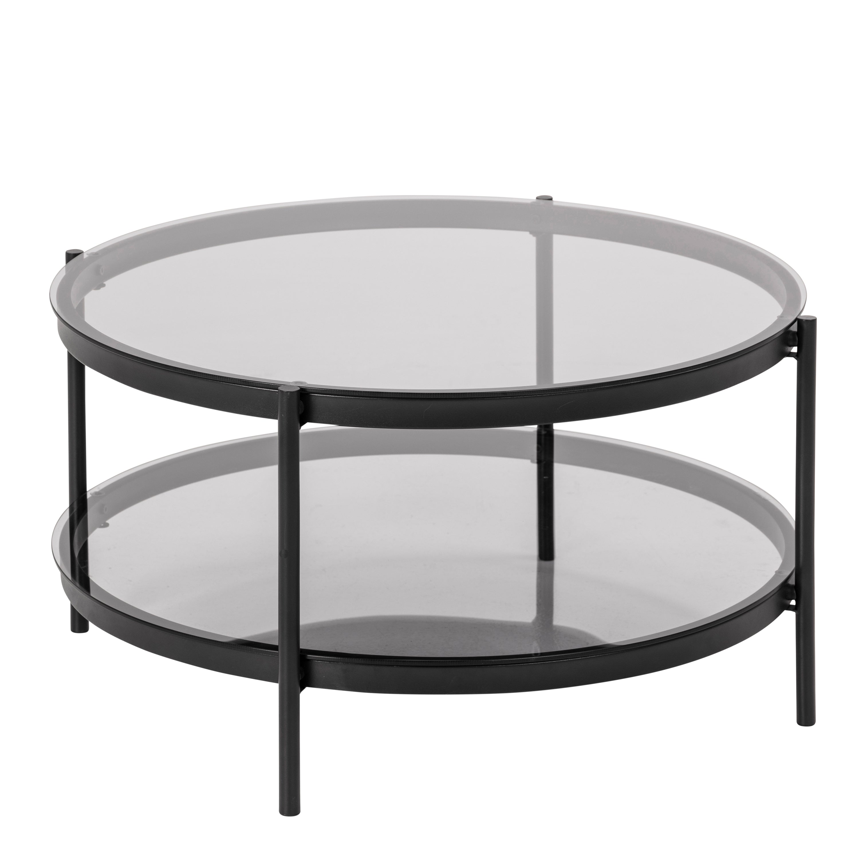 Bordeaux Round Coffee Table in Black with Smoked Glass Top