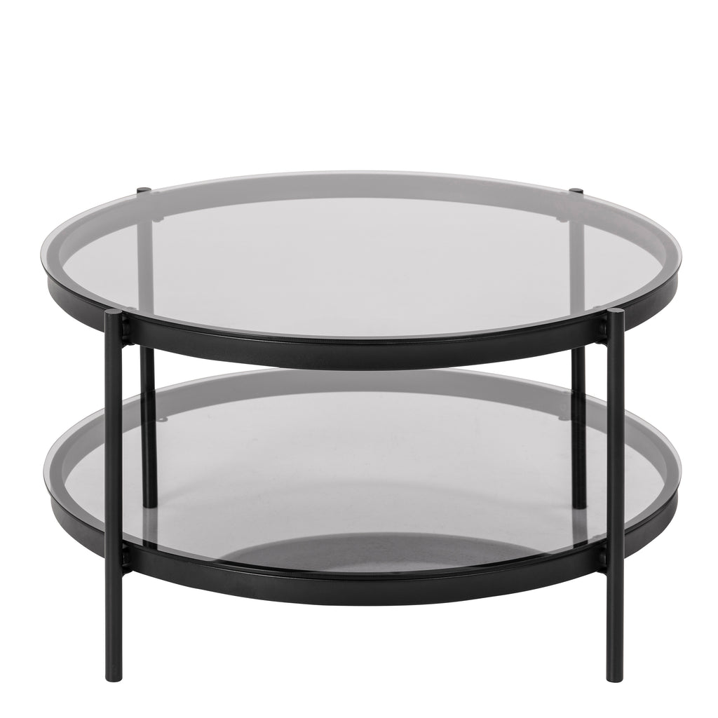 Bordeaux Round Coffee Table in Black with Smoked Glass Top