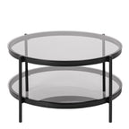 Bordeaux Round Coffee Table in Black with Smoked Glass Top