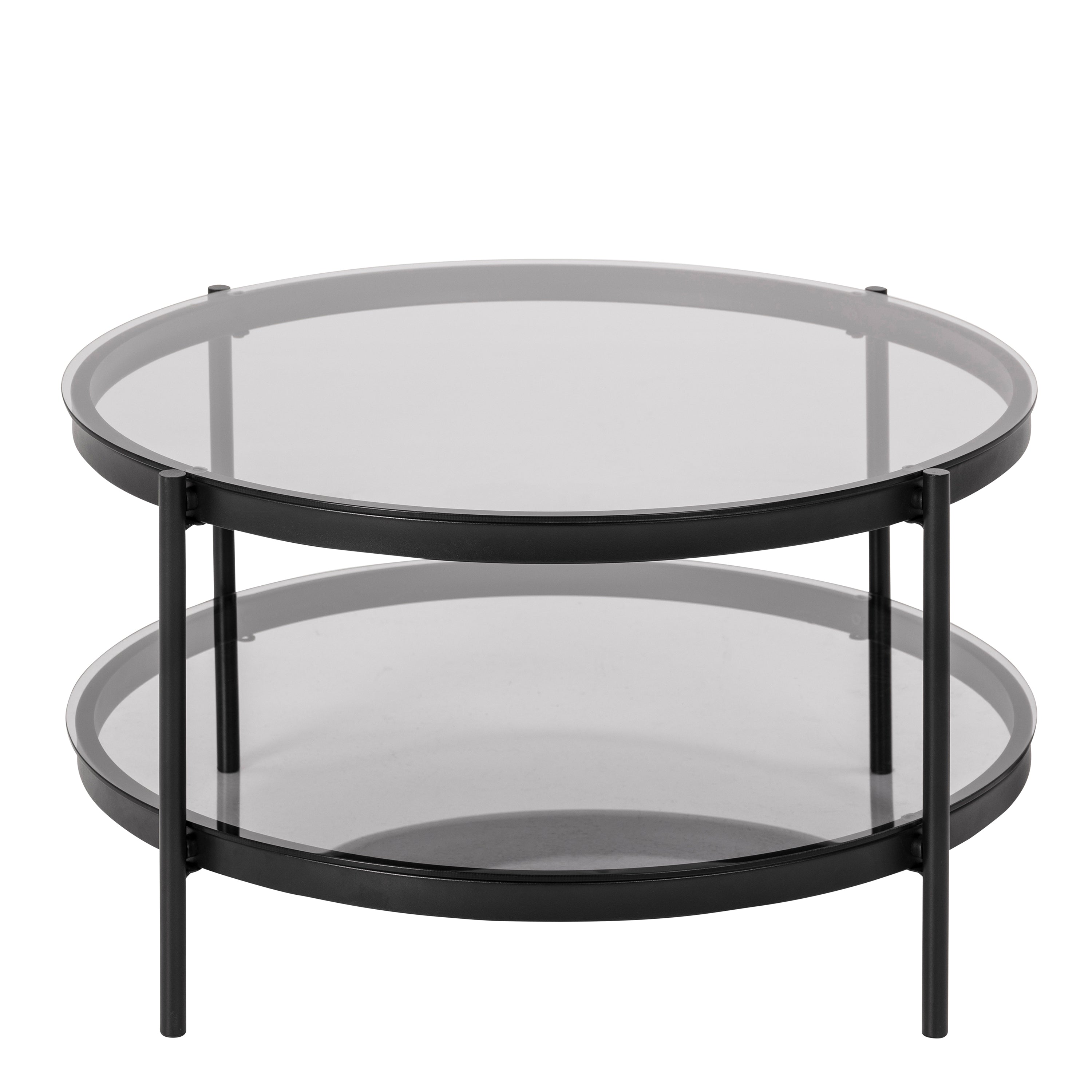 Bordeaux Round Coffee Table in Black with Smoked Glass Top