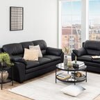 Bordeaux Round Coffee Table in Black with Smoked Glass Top