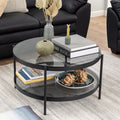Bordeaux Round Coffee Table in Black with Smoked Glass Top