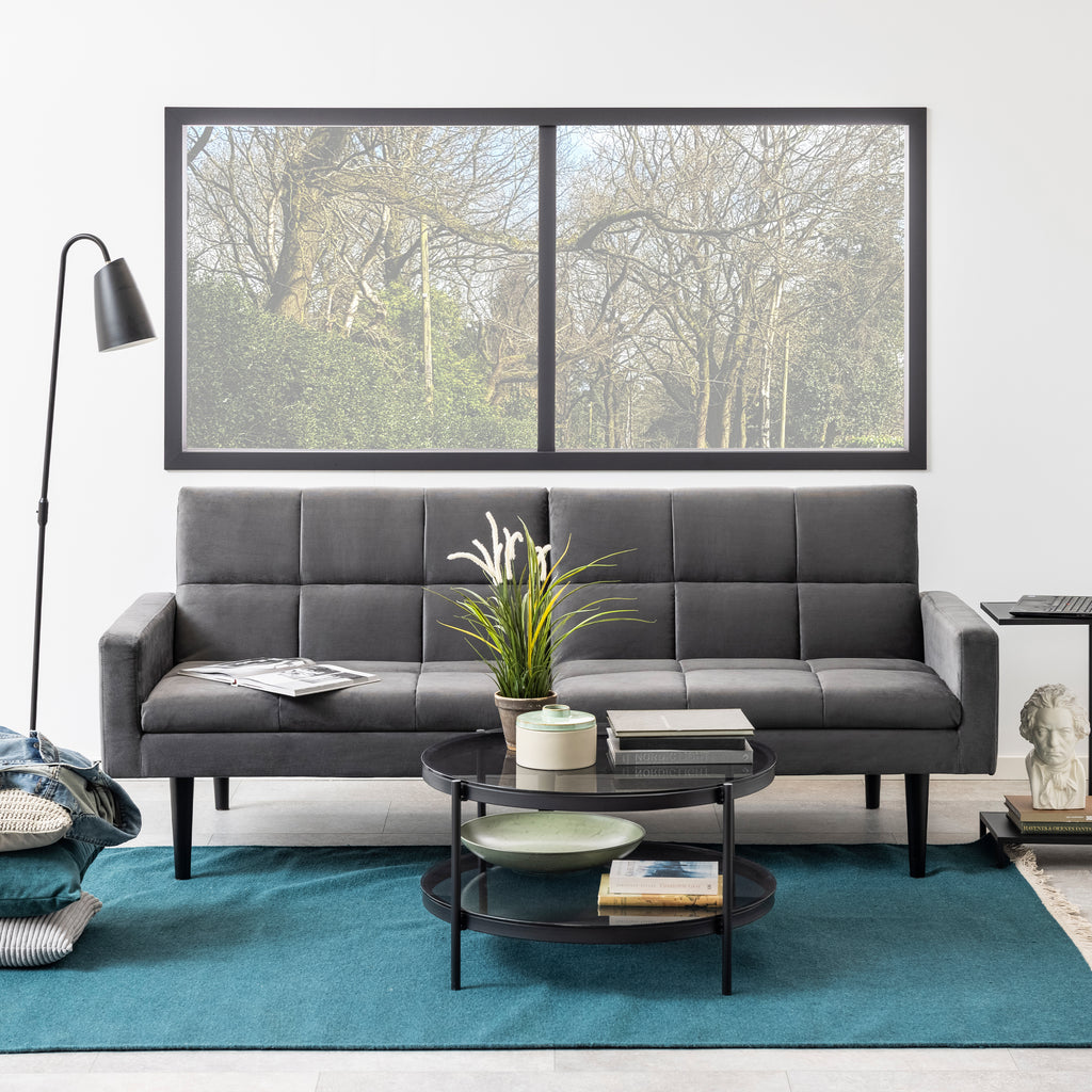 Bordeaux Round Coffee Table in Black with Smoked Glass Top