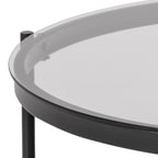 Bordeaux Round Coffee Table in Black with Smoked Glass Top