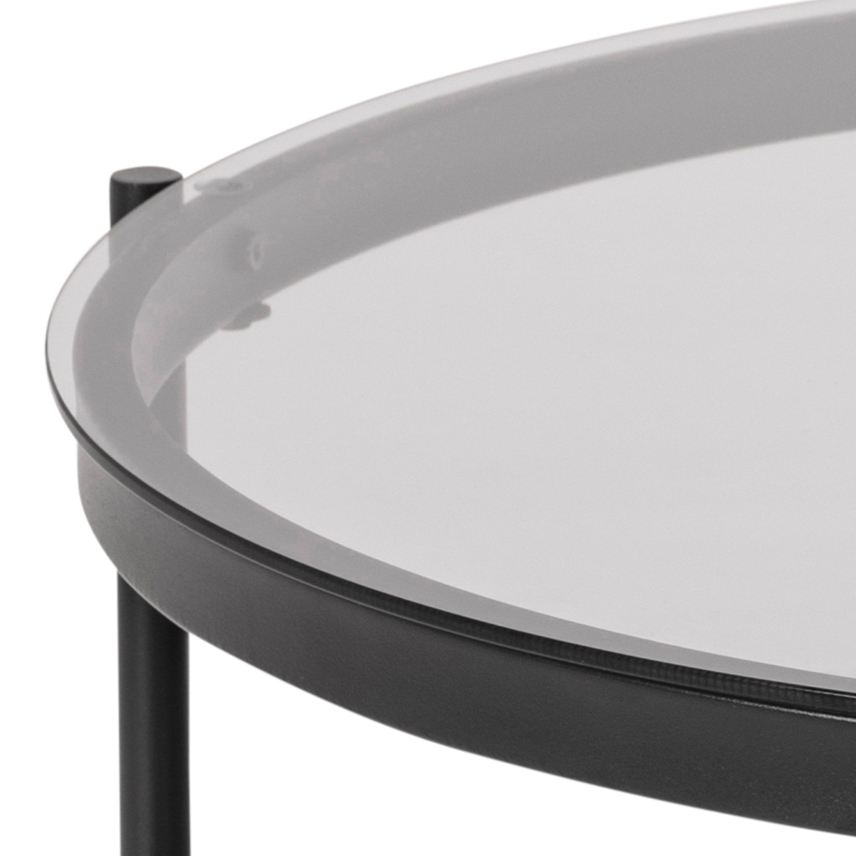 Bordeaux Round Coffee Table in Black with Smoked Glass Top