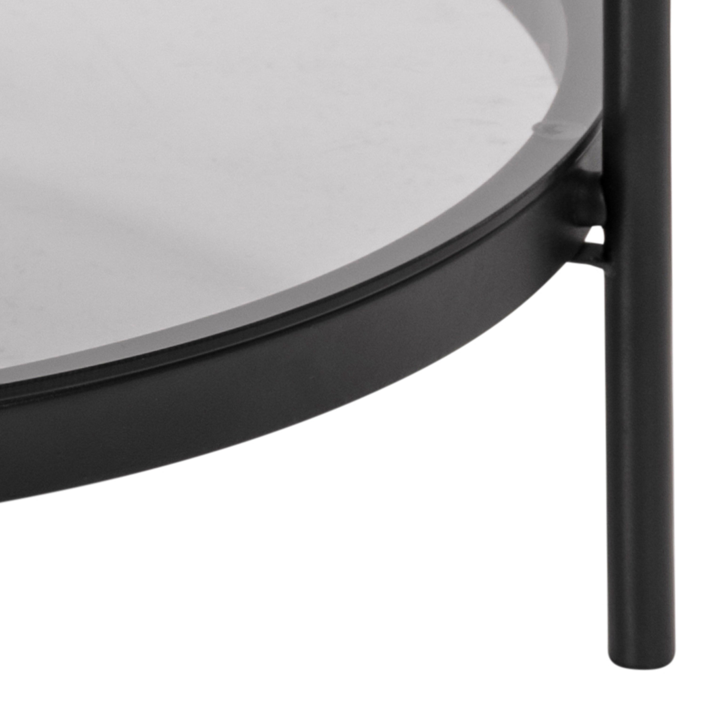 Bordeaux Round Coffee Table in Black with Smoked Glass Top