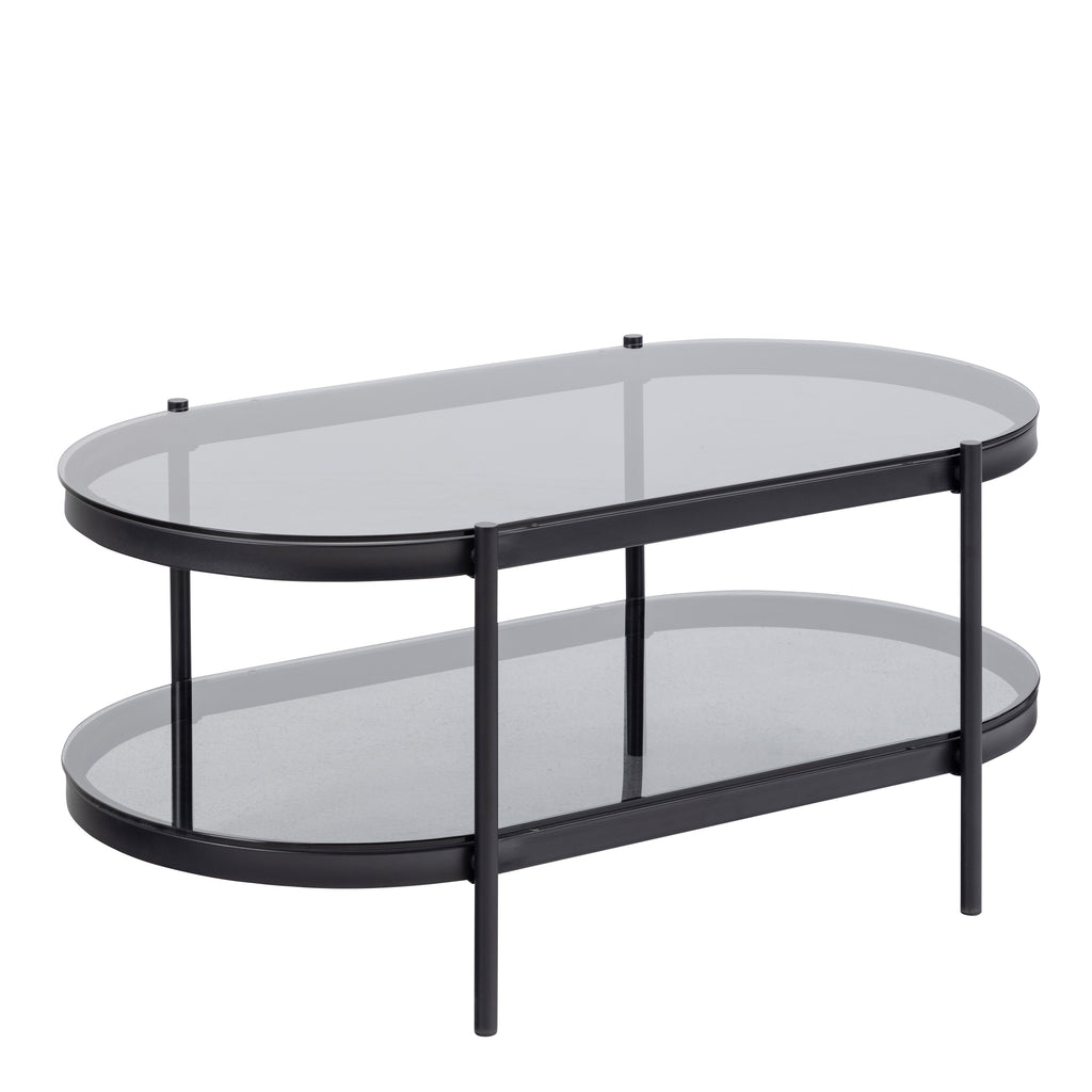 Bordeaux Oval Coffee Table with Smoked Glass Top