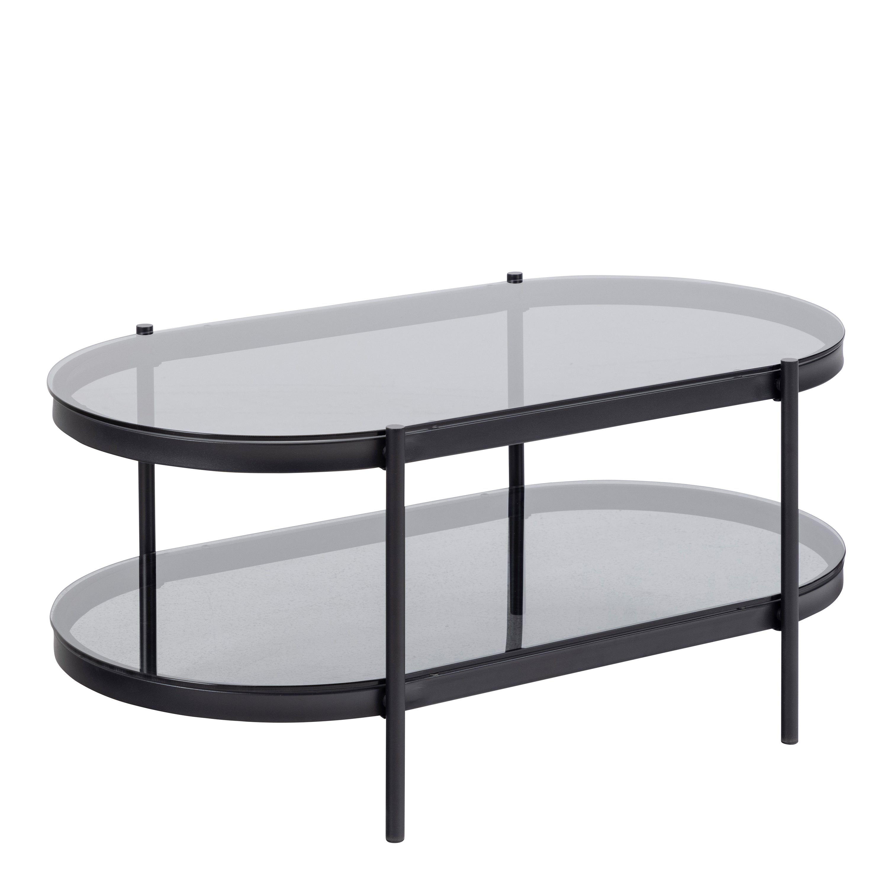 Bordeaux Oval Coffee Table with Smoked Glass Top