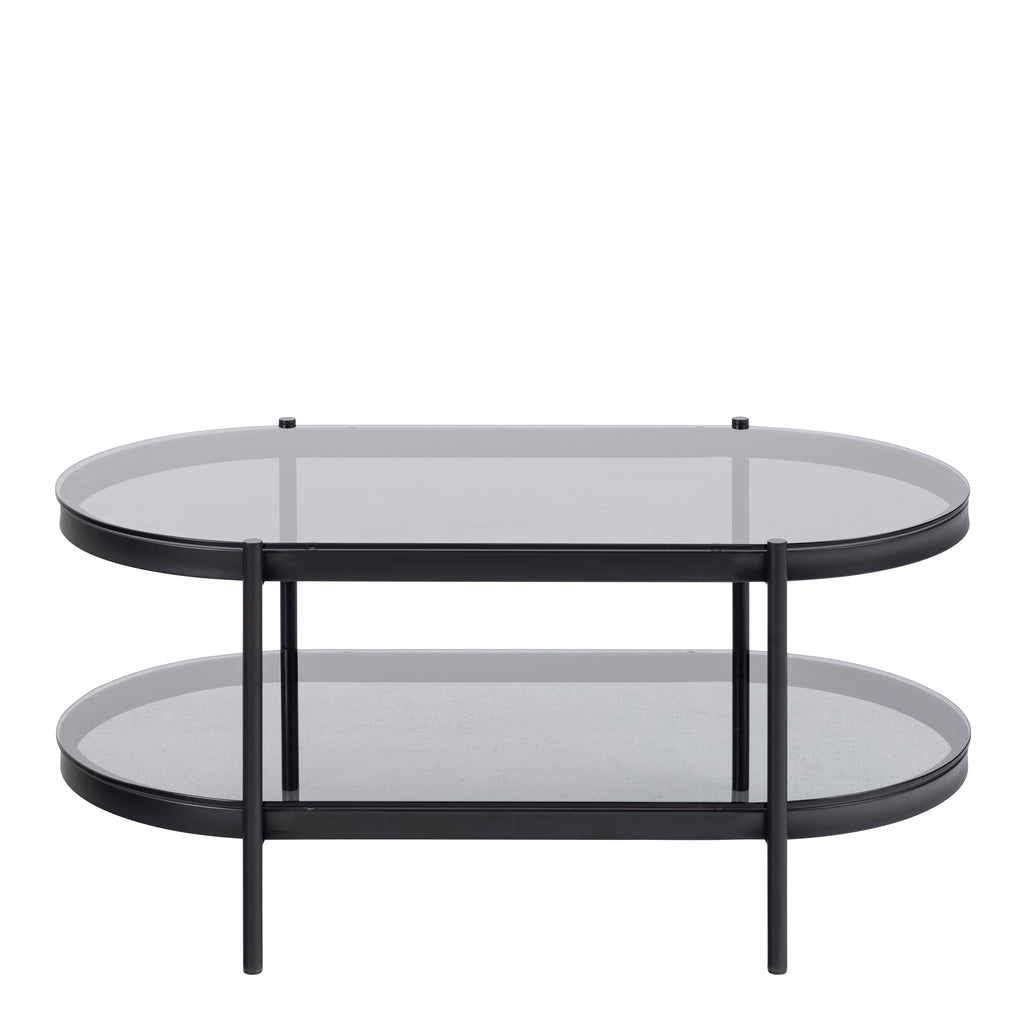 Bordeaux Oval Coffee Table with Smoked Glass Top