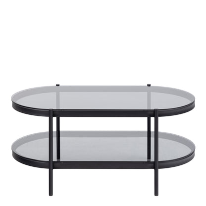 Bordeaux Oval Coffee Table with Smoked Glass Top