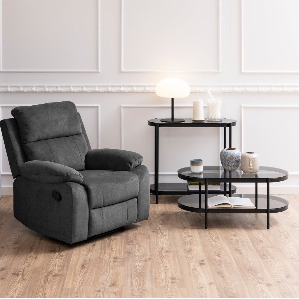 Bordeaux Oval Coffee Table with Smoked Glass Top