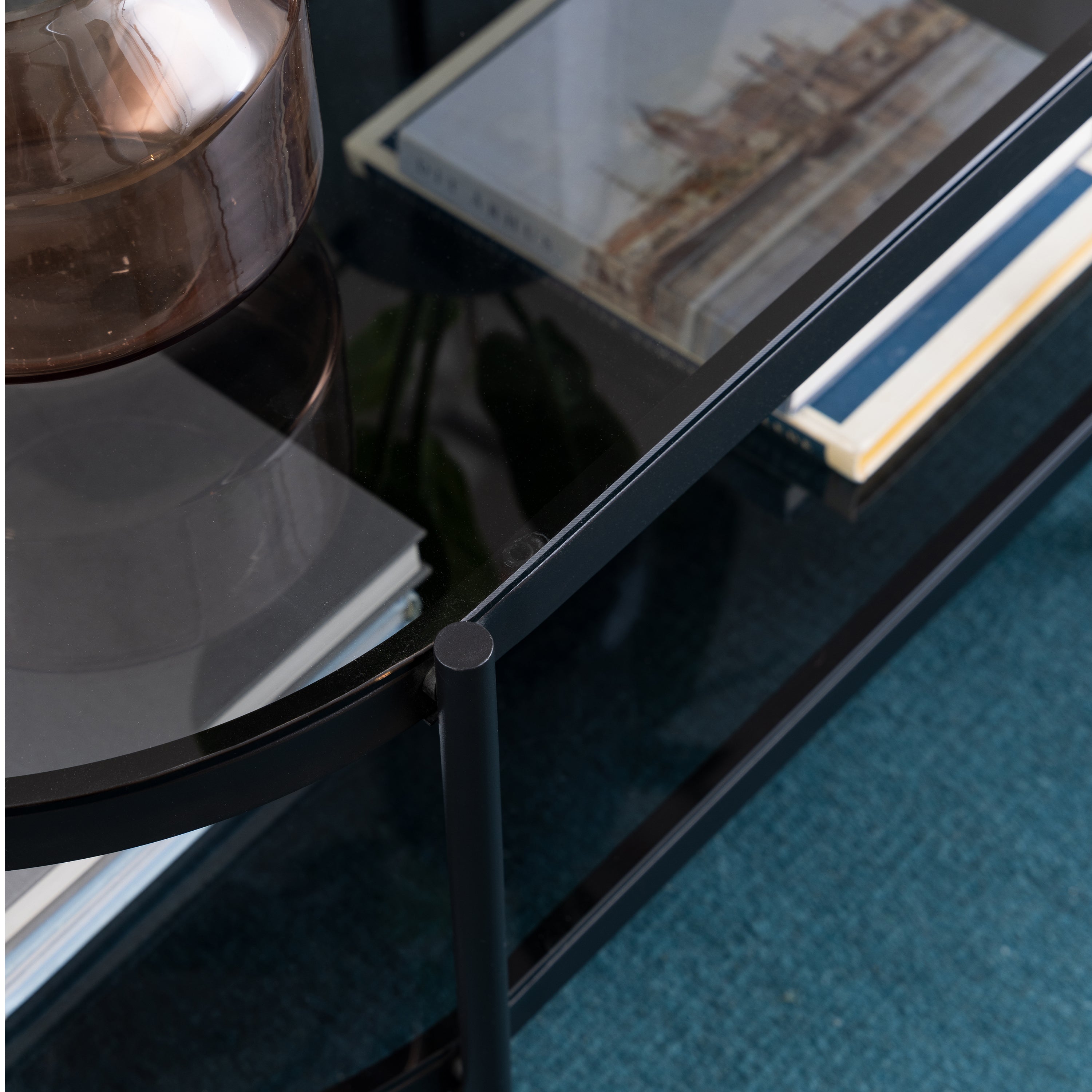 Bordeaux Oval Coffee Table with Smoked Glass Top