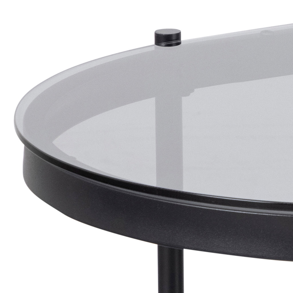 Bordeaux Oval Coffee Table with Smoked Glass Top