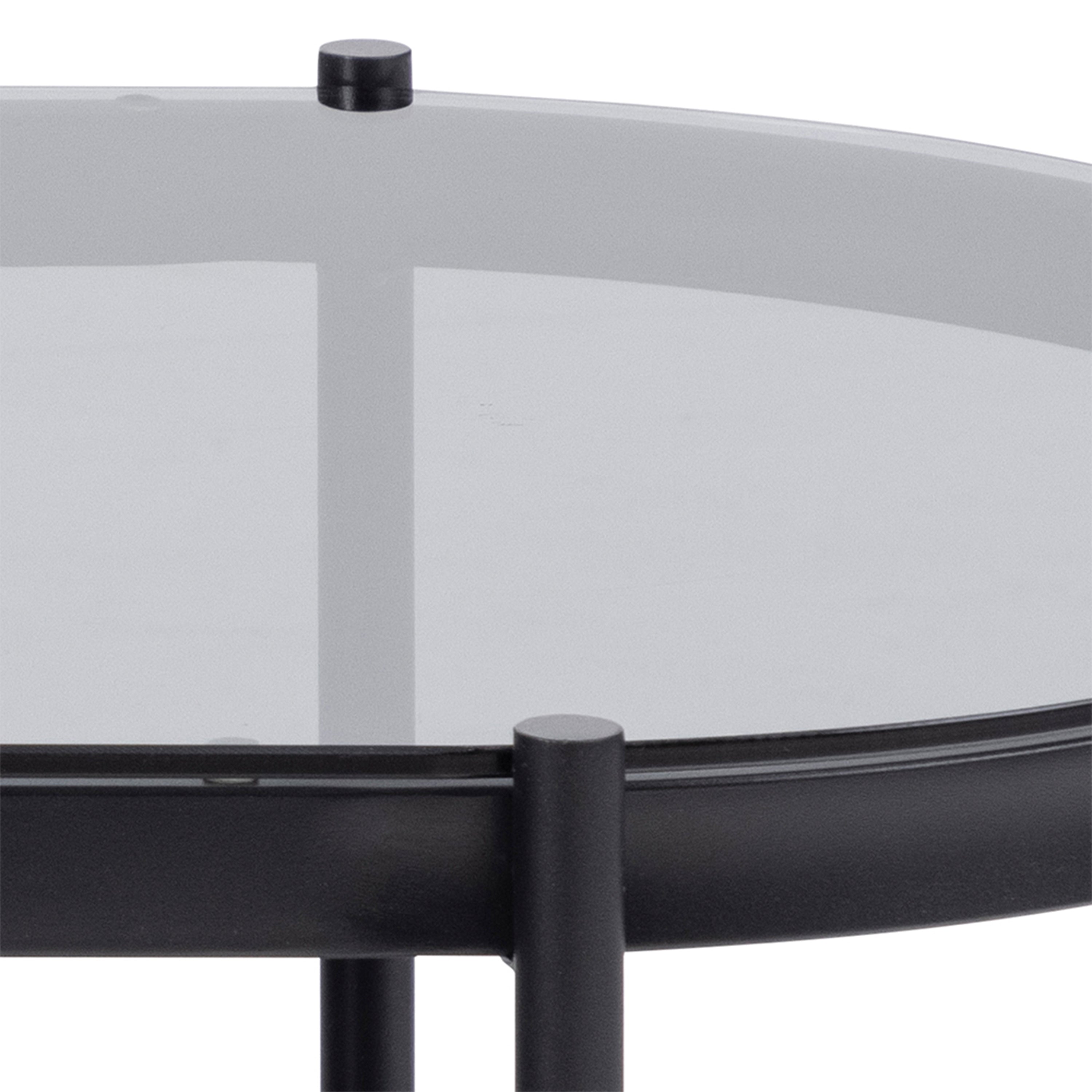 Bordeaux Oval Coffee Table with Smoked Glass Top