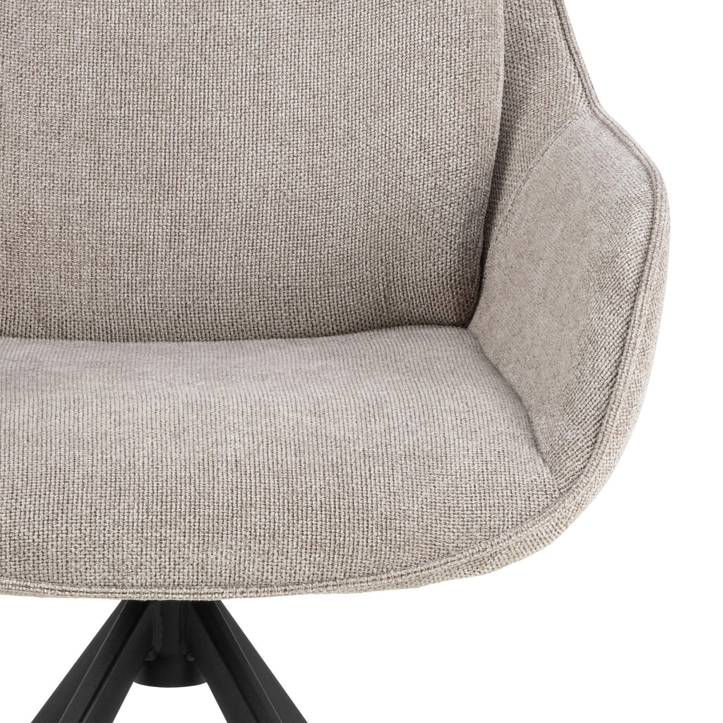 Angus Dining Table in Black 200x74cm Included 4 Carrie Swivel Dining Chairs in Sand