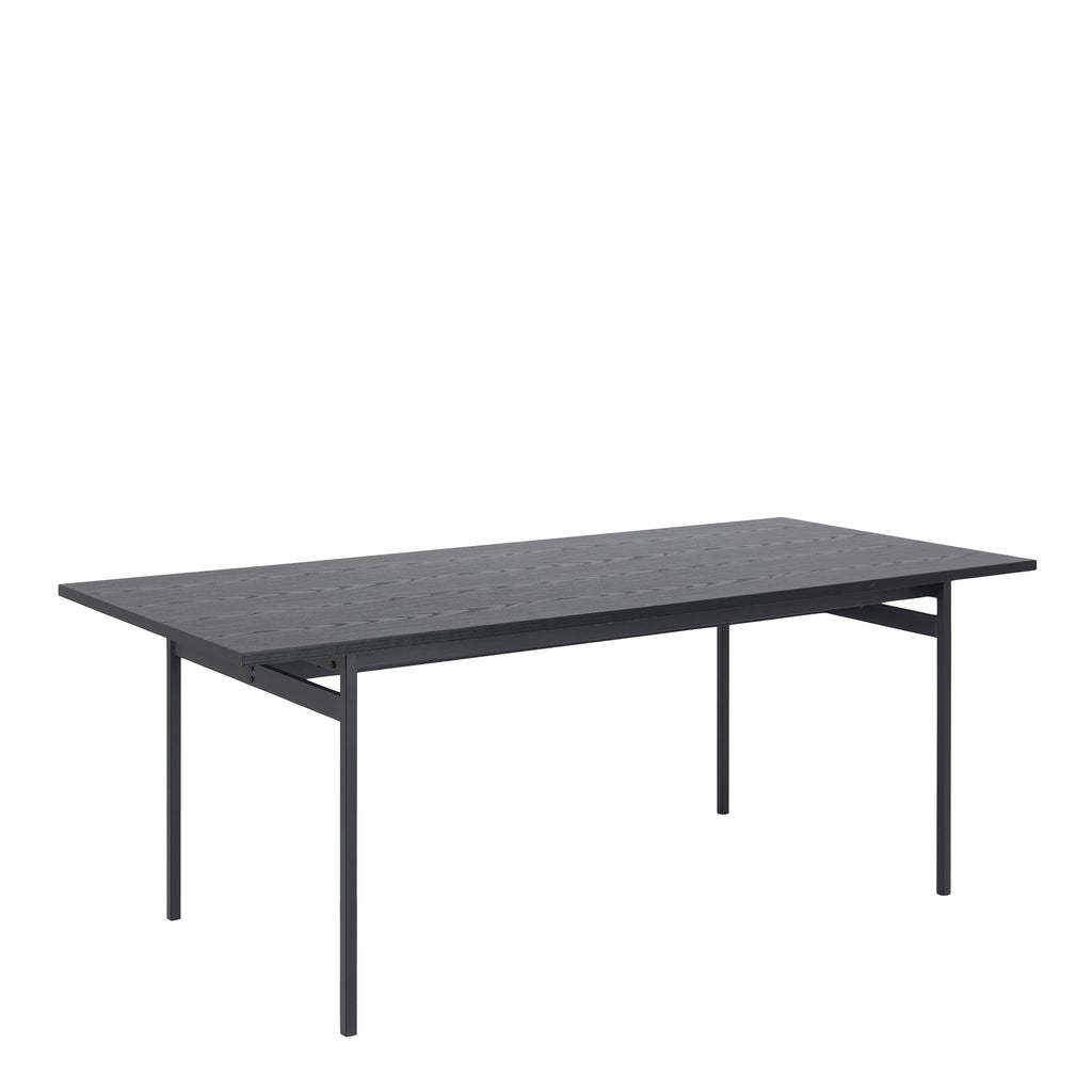 Angus Dining Table in Black 200x74cm Included 4 Carrie Swivel Dining Chairs in Sand