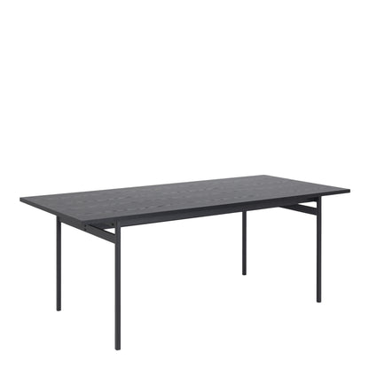 Angus Dining Table in Black 200x74cm Included 4 Carrie Swivel Dining Chairs in Sand