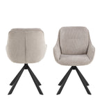Angus Dining Table in Black 200x74cm Included 4 Carrie Swivel Dining Chairs in Sand