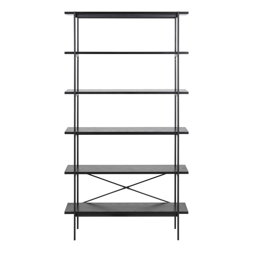 Angus Bookcase with 5 Shelves in Black