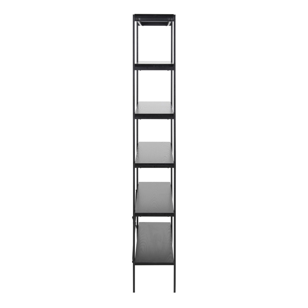 Angus Bookcase with 5 Shelves in Black