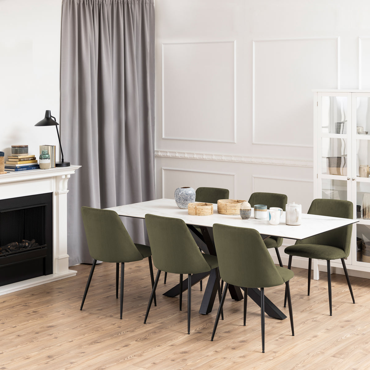 Iris Dining chair in Olive Green (Set of 4)
