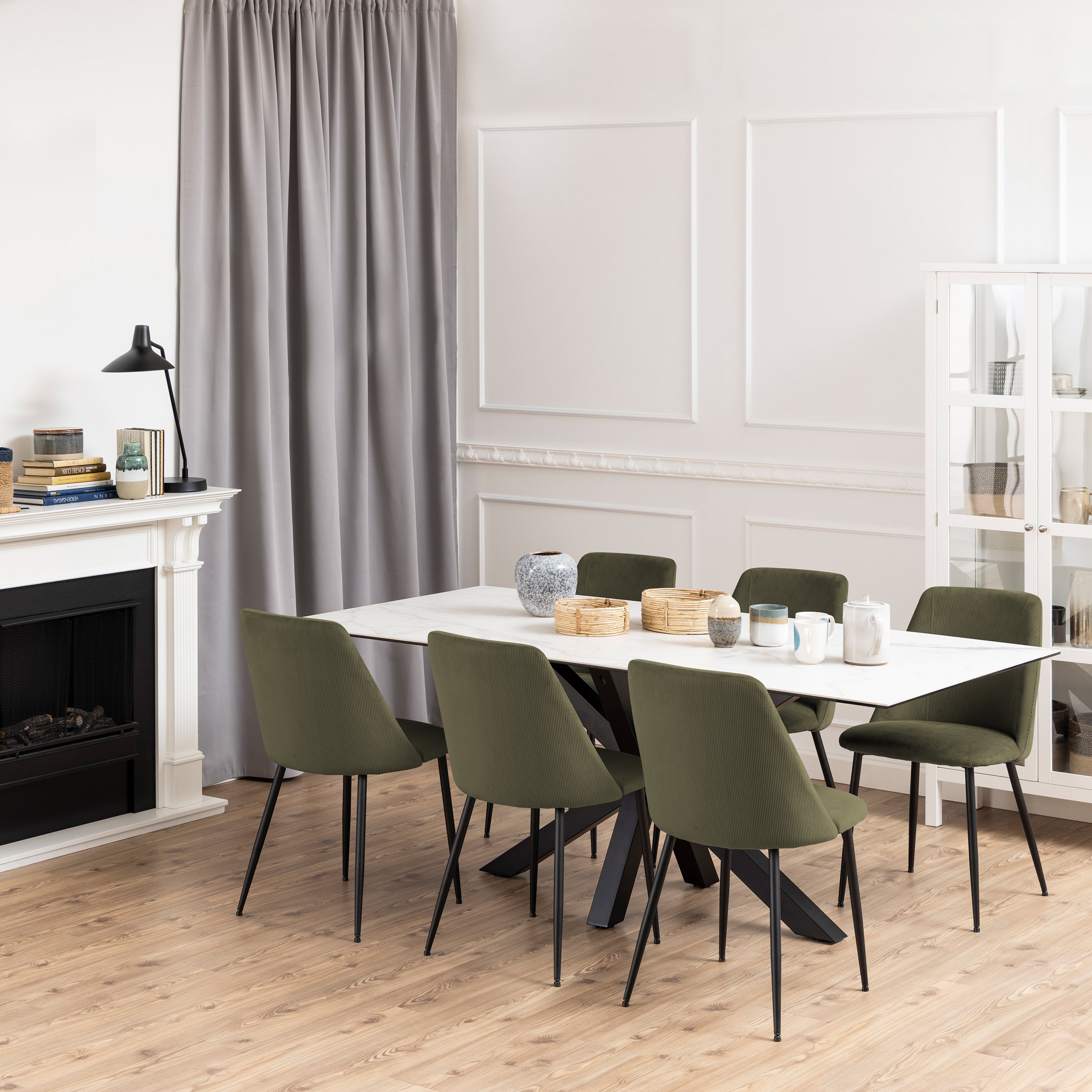 Iris Dining chair in Olive Green (Set of 4)
