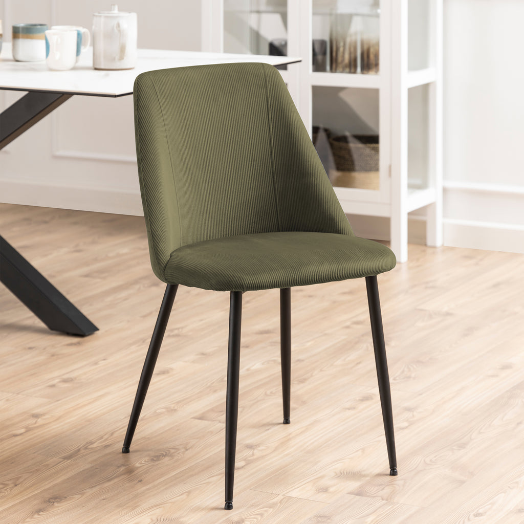 Valley Dining Table in Oak 120cm with 4 Iris Chairs in Olive Green