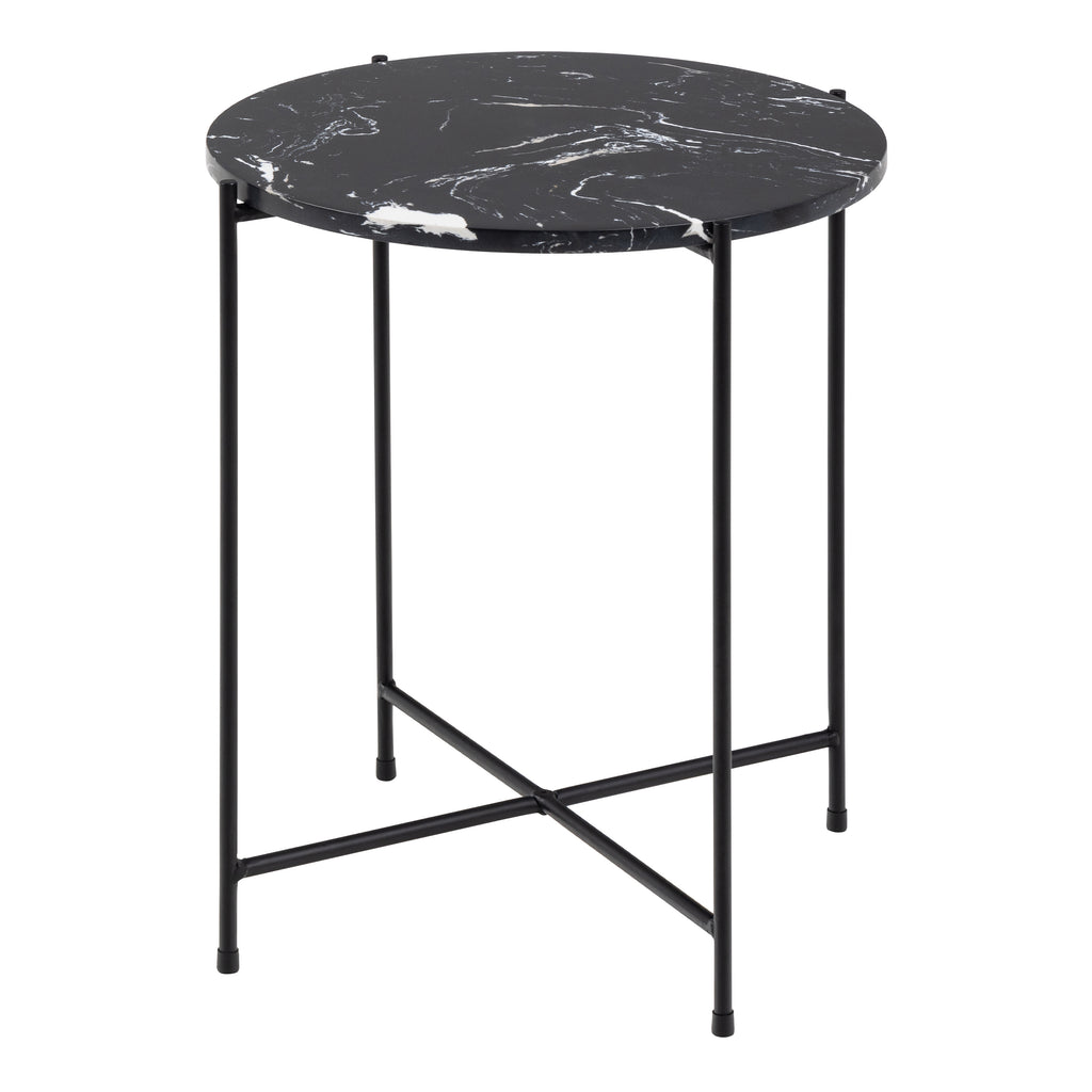 Avril Side Table with Black Polished Marble Stone 42x45cm